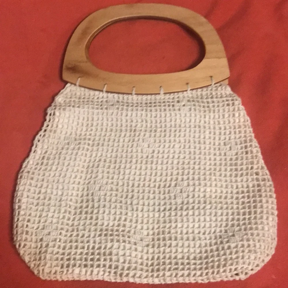 VINTAGE MACRAME BAG W/ wooden handles. MAKE IT YOUR OWN!!!! - Picture 4 of 5